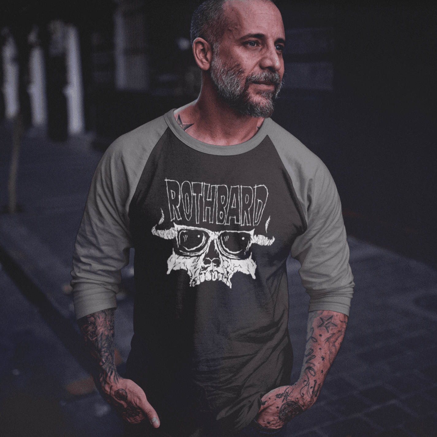 Badasses of Thought and Action: Rothbard 3/4 Raglan Tee - No System