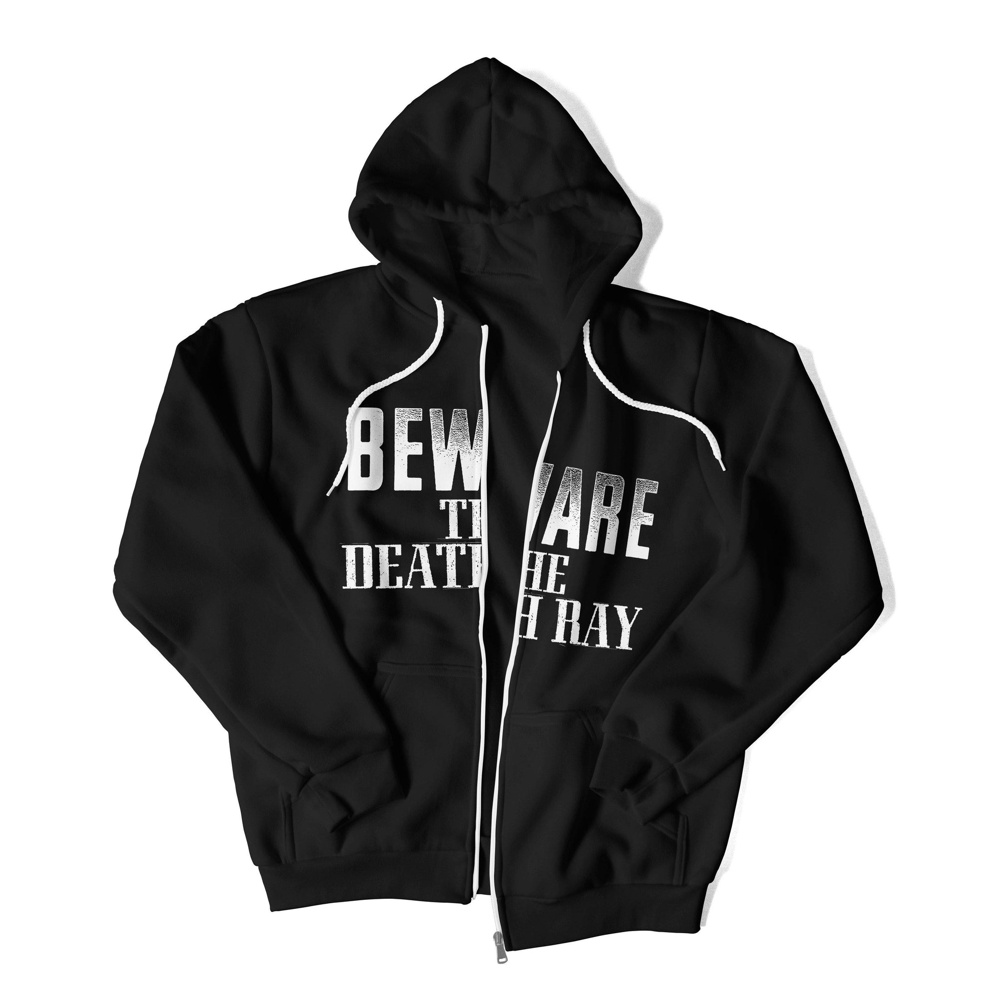 Beware The Death Ray Unisex Zipup Hoodie - No System