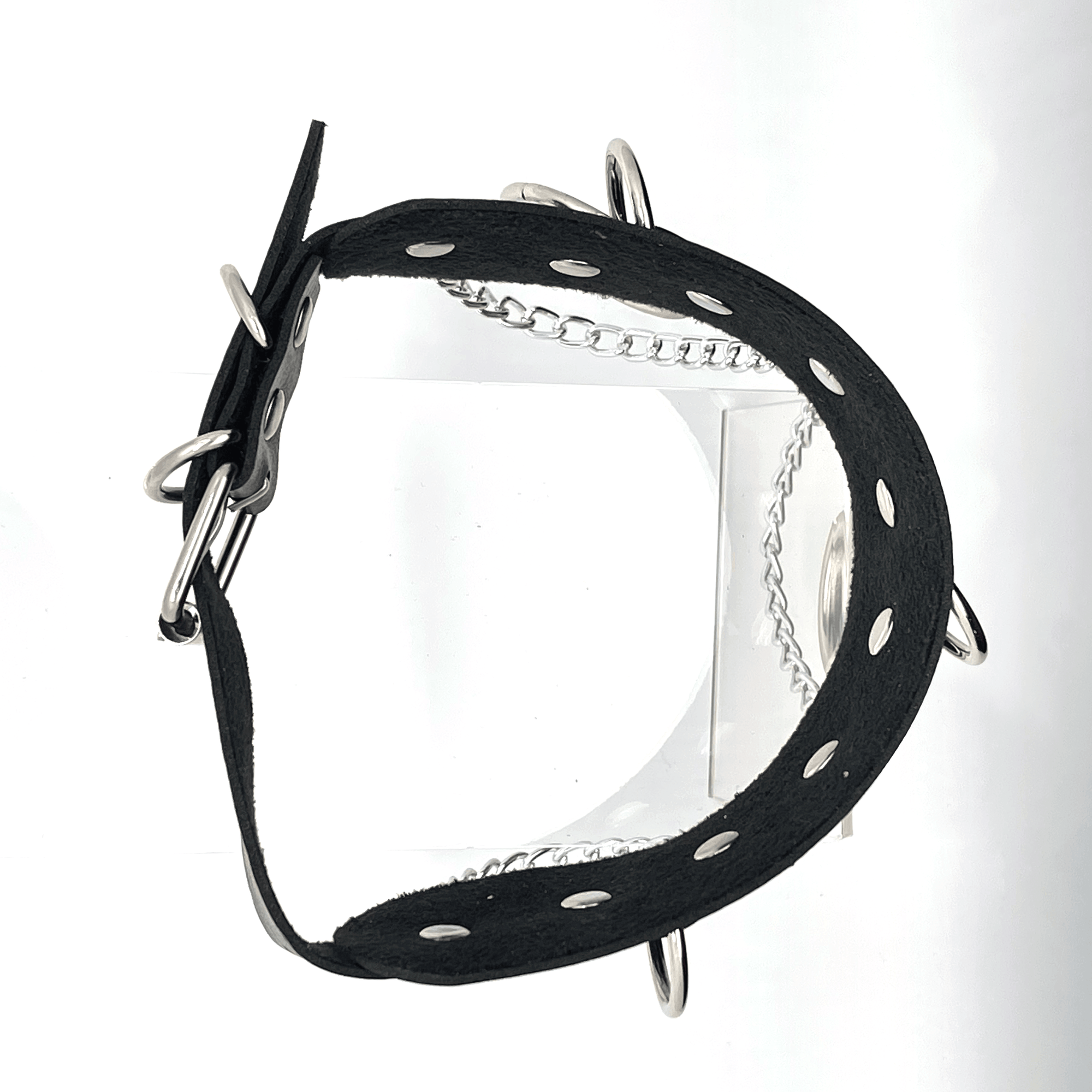 Black Leather O Ring Choker Harness Necklace - No System