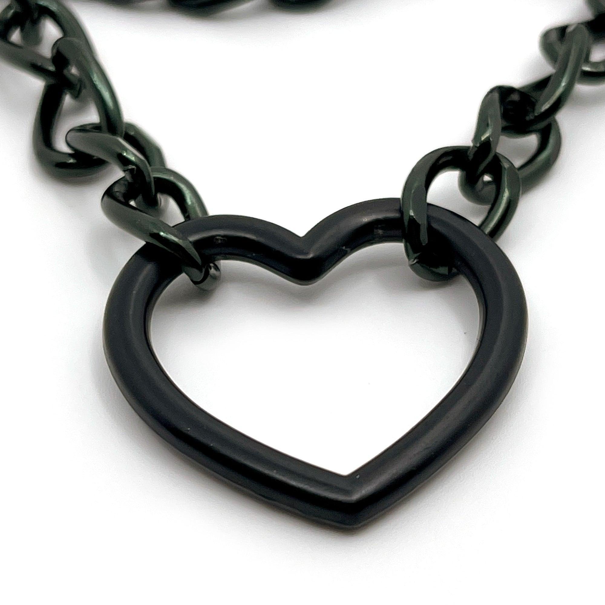 Black Metal Chain With Heart Collar - No System