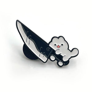 Cat Running With Knife Enamel Pin - No System