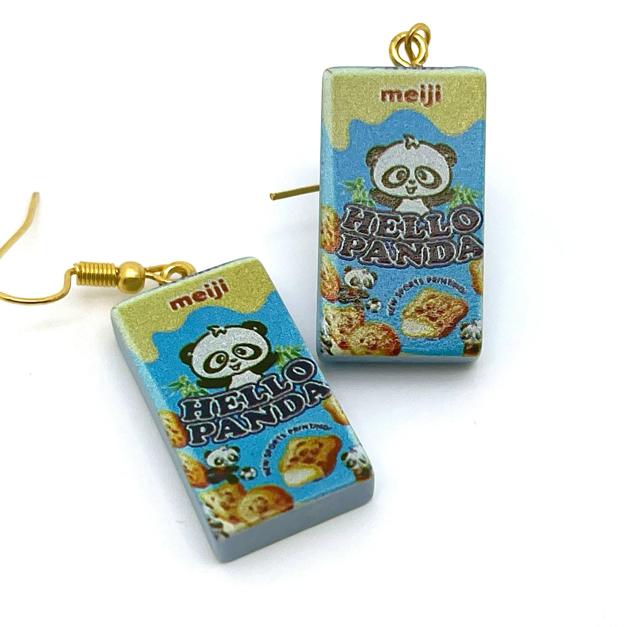Japanese Panda Greeting Cookie Box  Resin Earrings - No System