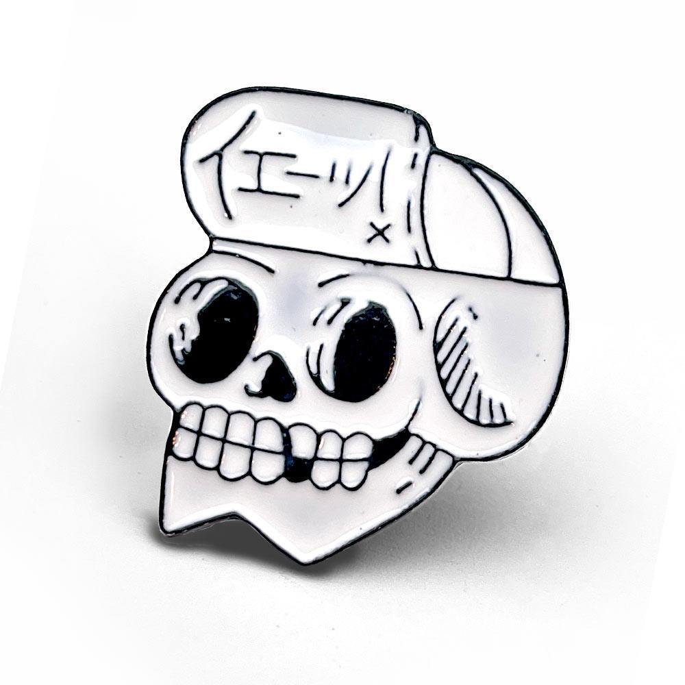 Japanese Skull Punk Enamel Pin - No System