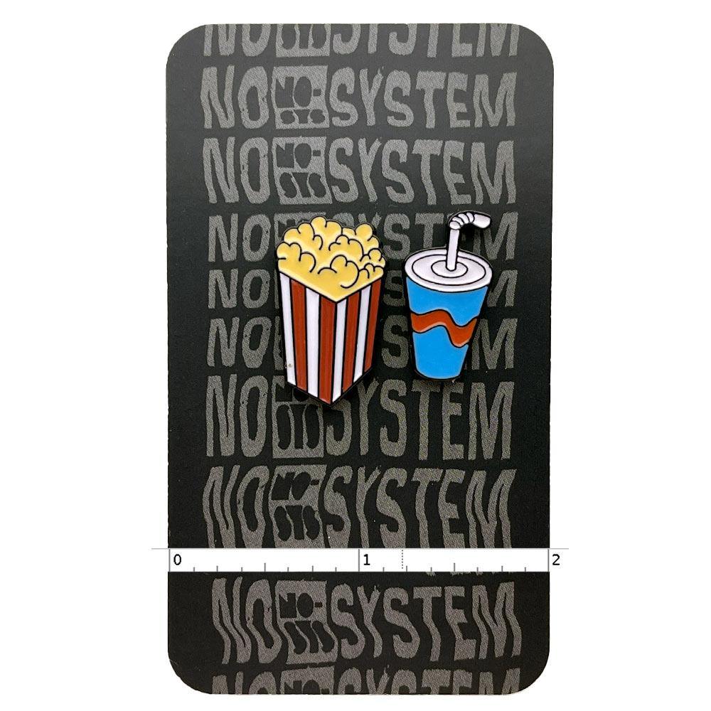 Popcorn and Soda Enamel Pins - No System