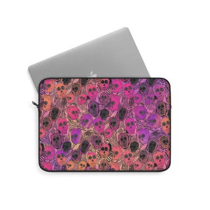 Psychedelic Glow Skulls Laptop Sleeve - No System