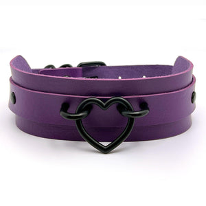 PU Leather Collar with Black Heart - No System