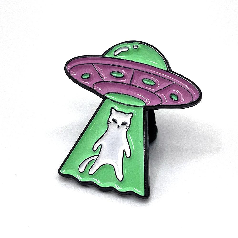 UFO Cat &quot;Beaming Up&quot; Enamel Pin - No System