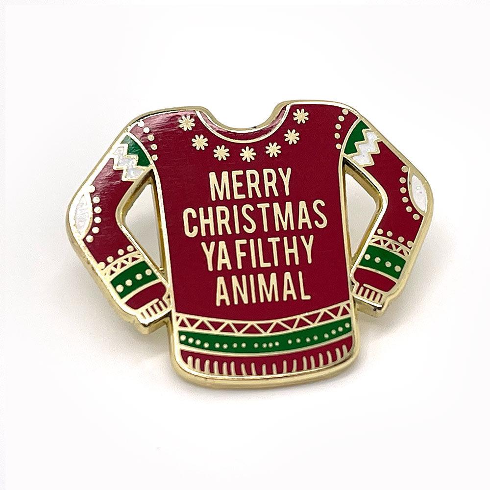 Ugly Christmas Sweater with Vague Quotation Enamel Pin - No System